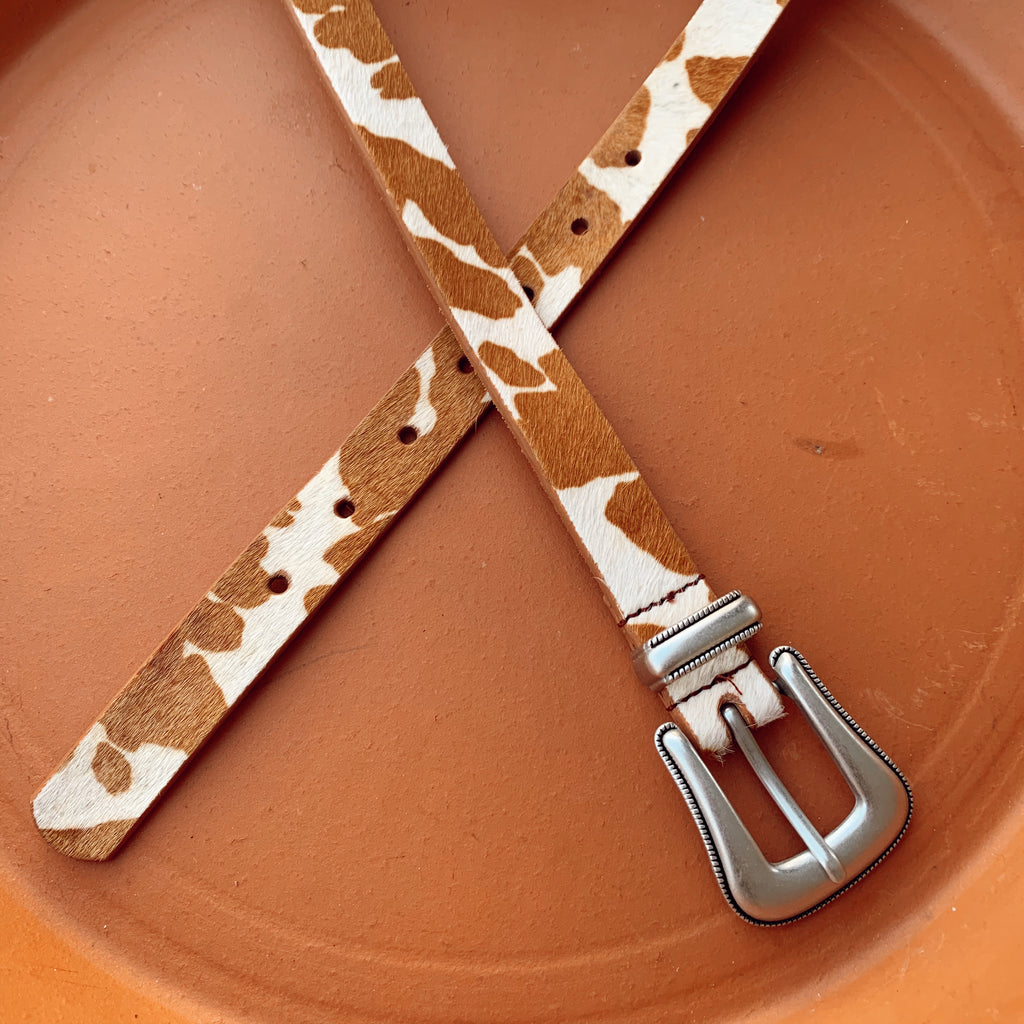 The Fort Worth Cow Print Belt In Brown