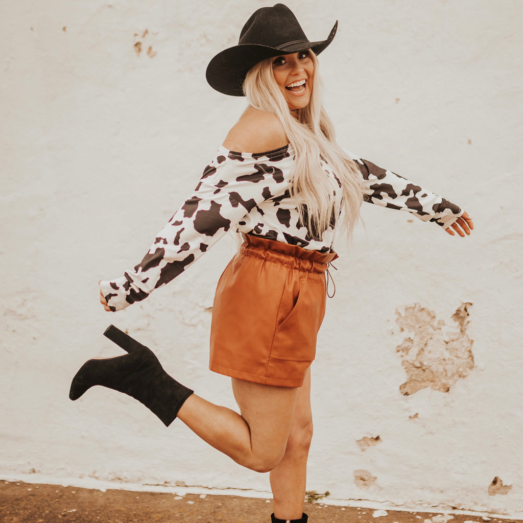 The Zoey Cow Print Top