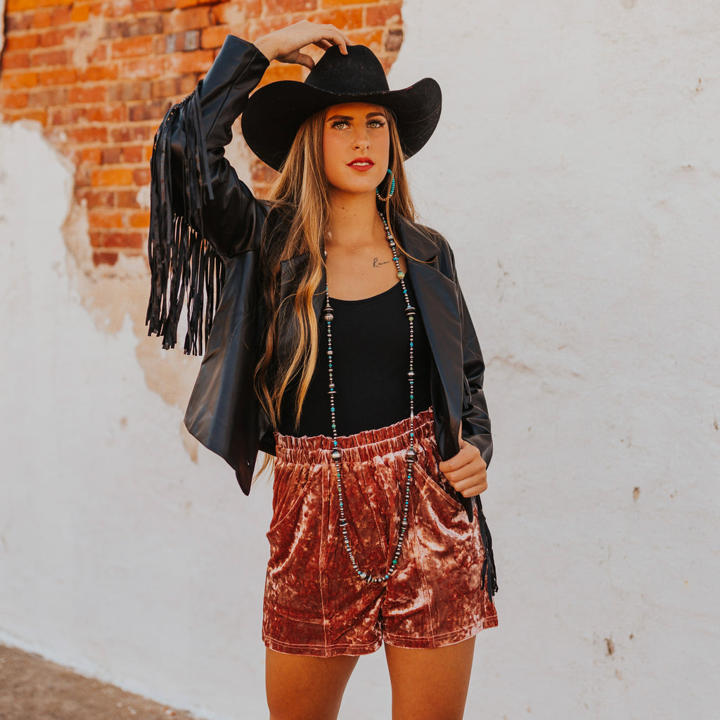 The Naomi Mauve Velvet Shorts