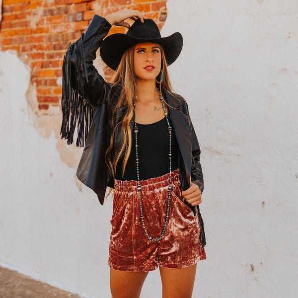 The Naomi Mauve Velvet Shorts