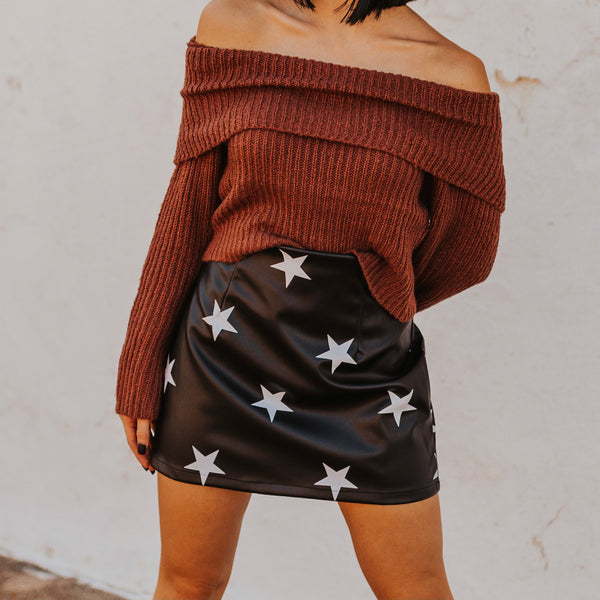 The Starry Eyes Leather Skirt