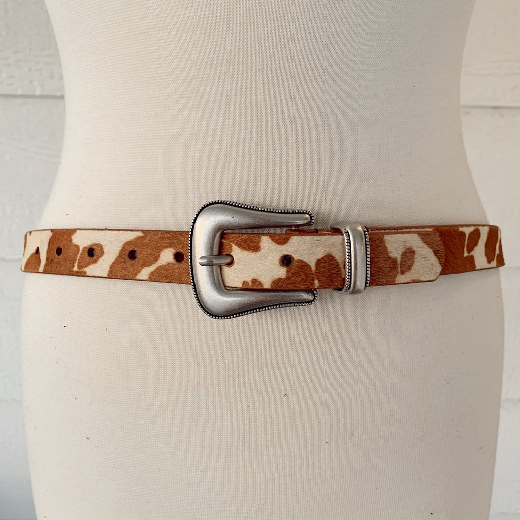 The Fort Worth Cow Print Belt In Brown