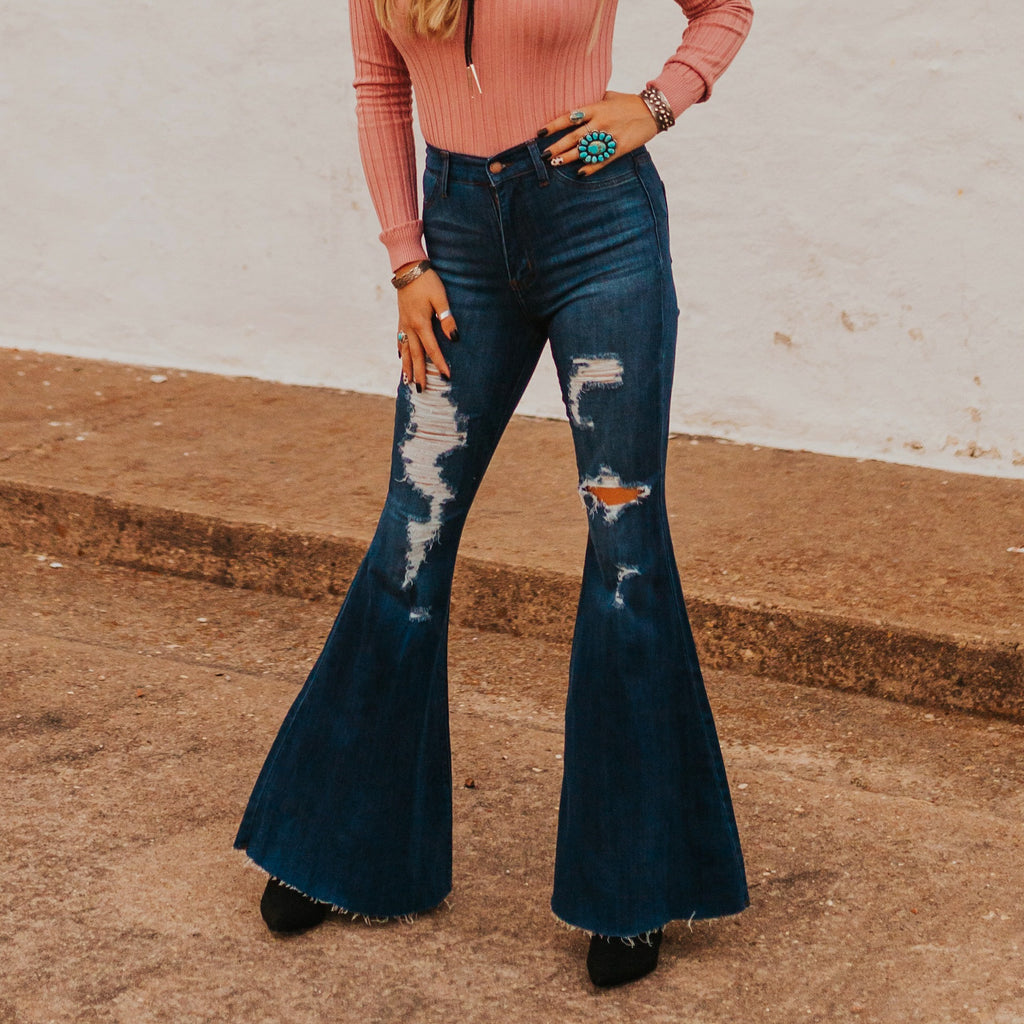 The Chelsea Distressed Bell Bottoms
