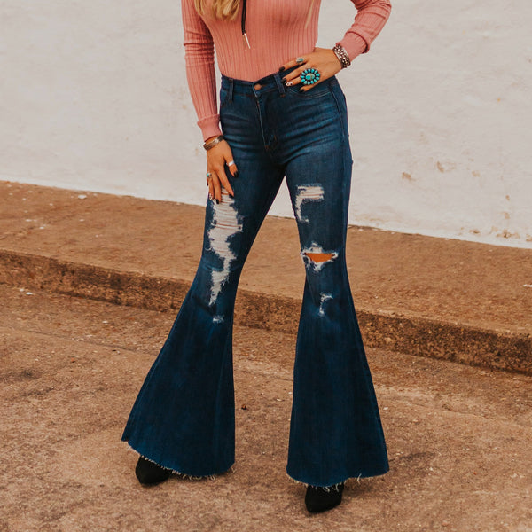 The Chelsea Distressed Bell Bottoms