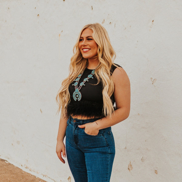 The Lottie Feather Crop Top