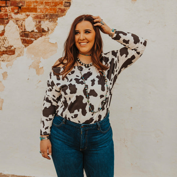 The Zoey Cow Print Top