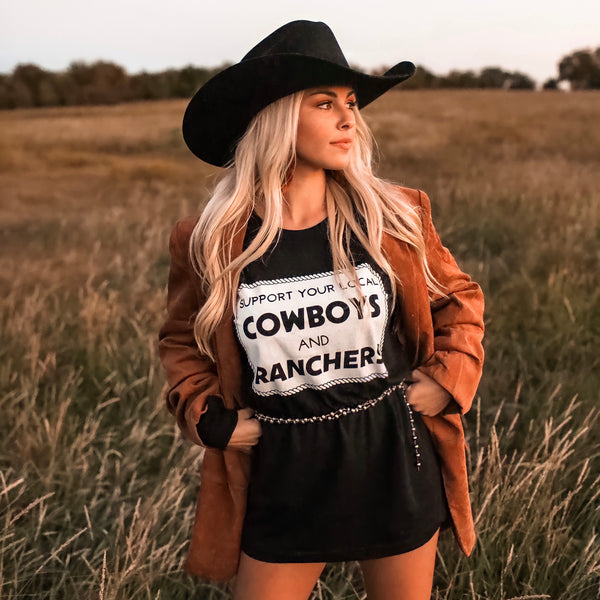 Support Your Local Cowboys And Ranchers Long Sleeve Tee
